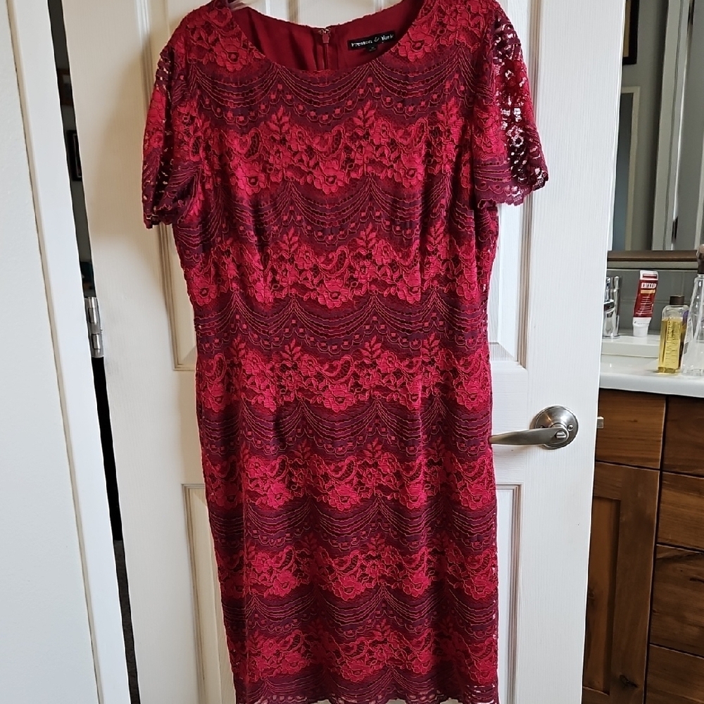 Preston & York Red Midi Puff Sleeve Dress